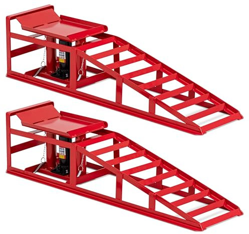 MSW 2 Auffahrrampen hydraulisch bis 2000 kg 235-325 mm Höhe 265 mm Reifenbreite PKW-Auffahrrampe höhenverstellbar