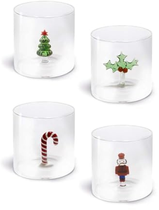 WD Lifestyle - Lot de 4 verres en verre borosilicate 250 ml avec décoration intérieure de Noël (WD566NAT3)