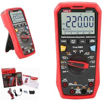 UNI-T UT61E+ 1000 V 20 A digital multimeter 22 000 kvantitet display NCV HFE bilrange True RMS AC/DC spänning ström motstånd kapacitet testare