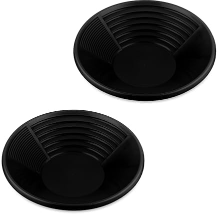 Relaxdays Goldwaschpfanne, 2er Set, Goldwaschen, H x D: 8 x 38 cm, Kunststoff, 3 Zonen Waschpfanne, Goldpfanne, schwarz | Kunststoff, 3 Zonen Waschpfanne, Goldpfanne