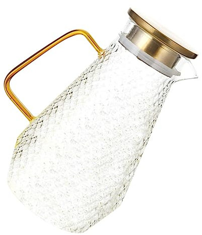 Ciieeo Glass Milk Pitcher Cold Kettle Seal Lid and Spout for Juice Ice Tea Milk for Fridge Use