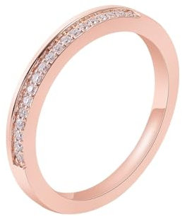 AMDXD Echte Goldschmuck Verlobungsring Rotgold 585, Klassiker Partnerringe mit Moissanit, 14K Gold Solitärring, Gr.62 (19.7)