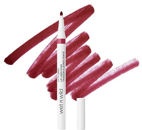 Wet n Wild Perfect Pout Lip Liner Stain, Perfilador de Labios a Prueba de Transferencia, Punta Afilada para una Alta Precisión y Lado Plano para Rellenar Fácilmente, Larga Duración, Spilled Wine