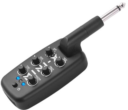 HUIOP Guitar Headphone Amp 9 Simulation Tones Delay Reverb Chorus Multi-Effects Mini Amplifier Support BT Connection Rechargeable Portable Plug-in Electric Guitar Amp OTG Recording Function