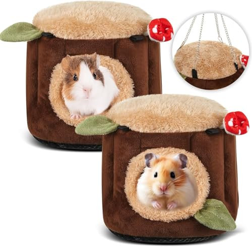 Frettchenkäfig-Zubehör, Hamster-Hängematte, Meerschweinchen, Versteck Stumpf-Stil, weich, waschbar, Kleintierbett, Schaukel, Ratten, Chinchilla, Zuckergleiter (2 Stück)