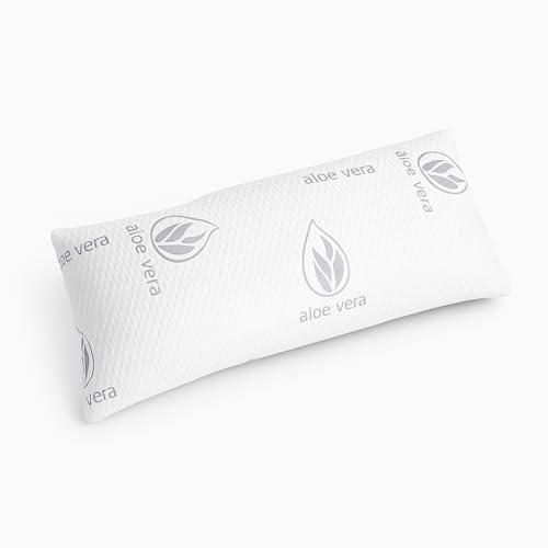 REAL CONFORT Almohada viscoelástica Aloe Vera de Copos 100% viscoelásticos | Fabricado en España | Firmeza Media/Alta | Termoregulable | Tejido Sanitized Aloe Vera | 150 cm