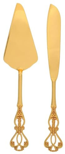 Juego de Cuchillos y Palas Dorados para Cortar Pasteles Pizzas Utensilios de Acero Inoxidable para Hornear Servidor de Tartas Aniversario de Bodas