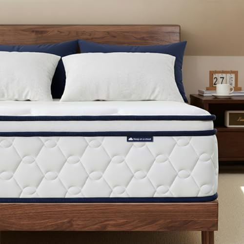 Edouri Double Mattress 4FT6, 11 Inch Hybrid Double Mattresses with Breathable Foam and Pocket Sprung, Medium Firm Orthopedic Support Mattress, Motion Isolation, 135x190x28cm