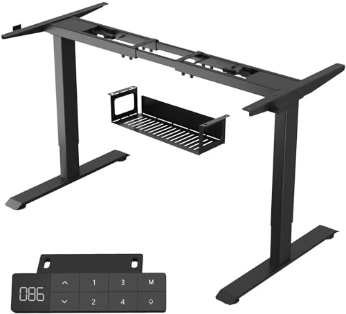 JUMMICO Höhenverstellbarer Schreibtisch Gestell 3er Set, Stabiler Tischgestell, Elektrisch Höhenverstellbare Tischbeine, Steh-Sitz Bürotisch, Stehpult, Standing Desk mit 2 Memory-Funktion Schwarz