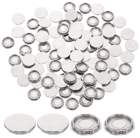 sourcing map 200Pcs 10.7x13mm Plastic Hole Plugs, Round Screw Cap Cover, Panel Drill Hole Plugs for Furniture Cabinet Cupboard Shelves Fencing Post Pipe Insert End Caps, Nickel
