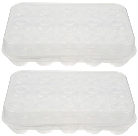 HOLIDYOYO Set 2 Pezzi Contenitori per la Conservazione delle Uova con Coperchio Vassoi Porta-Uova da Frigorifero 15 Scomparti Salvaspazio e Protettivi per Uso Cucina Domestica