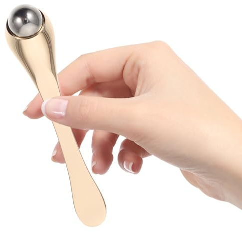 Strumento per Massaggiare gli Occhi Portatile Oro in Lega di Zinco | Riduce Linee Sottili, Occhiaie e Gonfiore, Uso in Viaggio e Trasferte, Punta in Acciaio Inossidabile