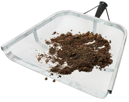 Generico Setaccio per Terreno per Giardinaggio - in Metallo Resistente alla Ruggine con Struttura A Griglia Fine, per Screening Portatile, Pala Filtrante di Grande capacità, Attrezzatura Efficie