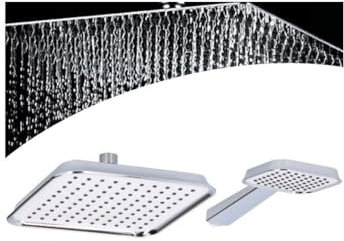 TrAdE Shop Traesio SOFFIONE Doccia Quadrato 20X20CM con Miscelatore DOCCETTA Quadrata in ABS Cromo