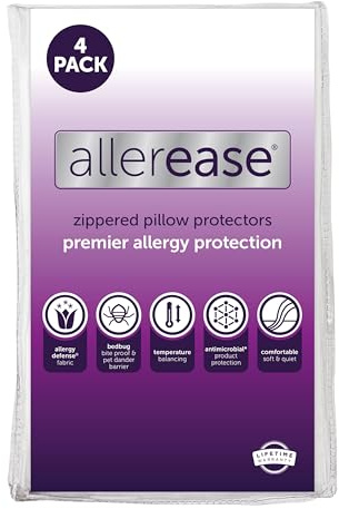 Aller-Ease Ultimate Pillow Protector, 88% Polyester 12% Nylon, White, King