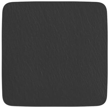Villeroy & Boch 10-4239-2680 Manufacture Rock Square/Gourmet Serving, Modern Presentation Plate Maoffrom Premium Porcelain, Dishwasher Safe, Black,32X32X1,5CM