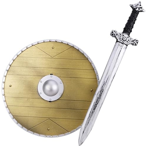 Toyland 60 cm (24 tum) 2 delar plastsvärd & skölds-set – låtsaslek – Viking maskeradtillbehör