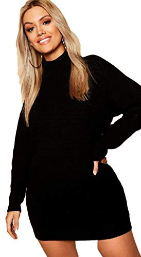 Crazy Girls Womens Roll Neck High Polo Striped Knitted Turtleneck Mini Jumper Dress Fluorescent Tunic Neon Jumper Ladies Winter Fashion Evening Dress