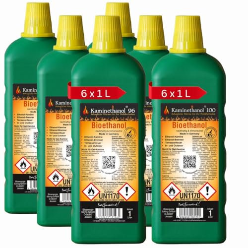 Kaminethanol 1 Liter Bioethanol (12 x 1 L) Entscheidungshilfe Premium Qualität - direkt vom Hersteller für Ethanol Kamine