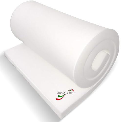TENDEEVOLUTION Gommapiuma per Imbottitura Densità 30, Spessore da 1 a 10 CM. Lastra 200x100 CM di Spugna per Imbottitura Divani, Cuscini, Sedute in Poliuretano Espanso (Spessore 1 CM)