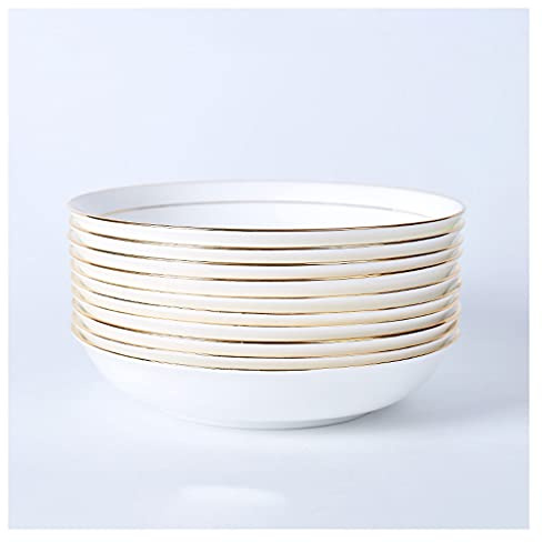 Dinnerware Dishes Plates 10pcs Porcelain Dinner Plates 8.58in Large Salad Plates Pizza Pasta Serving Plates Dessert Appetzier Dishes Microwave Oven and Dishwasher Safe Dinner Restaurant Family Party S