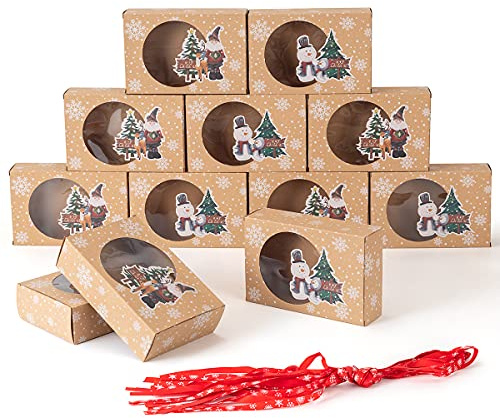 testyu Förpackning med 12 kakor till jul, kex förpackning vinåttad låda, kakor kakor med fönster för bageri choklad chokladlåda förpackning