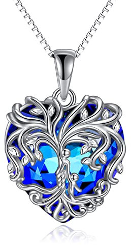 YAFEINI - Collana in argento Sterling 925 con ciondolo a forma di cuore raffigurante madre e figlia, da regalare alla mamma, Argento sterling, Cristallo