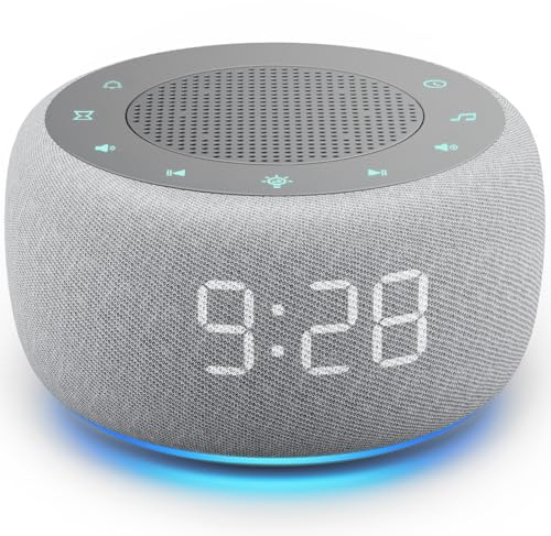 Buffbee Alarm Clock with Sound Machine for Bedrooms – 2-in-1 White Noise Machine for Sleep, Gentle Wake-Up with Soft Alarm Sounds, Ambient Night Light, Plug-in, Sleep Better, Wake Gently