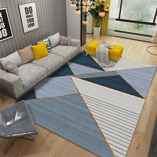 DJHWWD Fleckerlteppich blau terrassen deko kinderzimmerteppich Junge Einfaches Und Modernes Geometrisches Wohnzimmer 300x400cm bettvorleger rutschfest Outdoor Teppich orientalisch