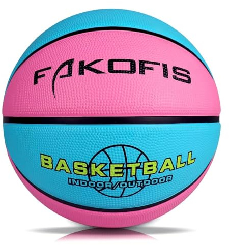 FAKOFIS Children's Basketball Size 3, Youth Basketballs Size 5, Size 7, Outdoor Indoor Street Basketball, Arena Training Adult Beginners Basketballs (Pink, 3)