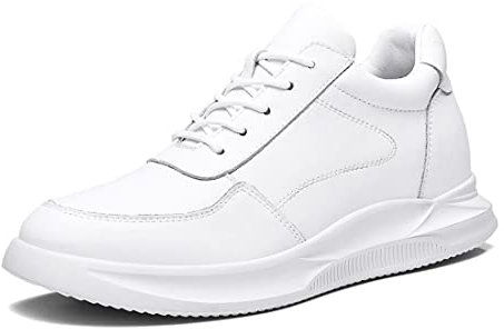 VIBLiSS Unsichtbare Schuhe Zur Erhöhung Der Körpergröße Für Herren, Weiße Elevator-Sportschuhe, rutschfeste Business-Büro-Turnschuhe, 3,14 Zoll Größer,White 8cm,42 EU