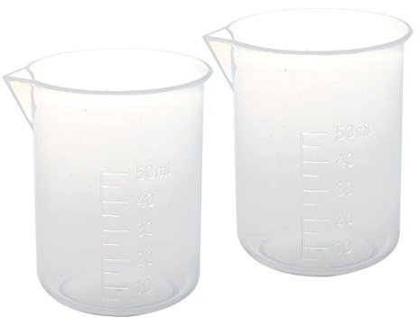 2 unidades 50 ml laboratorio plástico líquido líquido vaso medidor transparente