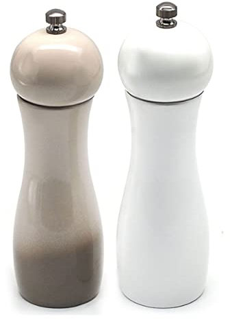 Professional Salz und Pfeffermühlen Set Einstellbare Körnung Manuelle Gewürzmühle Pfefferstreuer für Meersalz Chili Sesam Kreuzkümmel Weiß