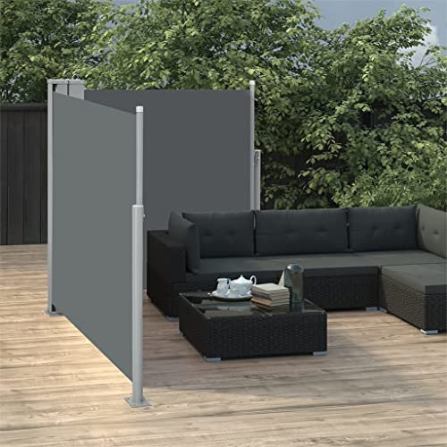 WIFESE 100x600 cm Paravento da Esterno Retrattile Paravento Laterale Tenda Laterale Pannelli Laterali Parasole Anti UV per Patio e Balcone Antracite Tessuto Avvolgimento Automatico