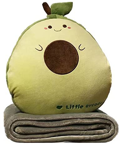 YGMXZL Reisedecke und Kissen mit Bezug, 3 in 1 Nickerchen Kissen Decke Autosoafa Rückenlehne Kissen für Kinder und Freunde (Avocado, L)