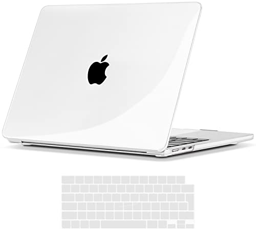 TECOOL Hülle Kompatibel mit MacBook Air M3 M2 15 Zoll 2023-2024 (A3114 A2941), Ultradünne Hartschale Schutzhülle Transparent Case mit Tastaturschutz (EU Layout), Kristallklar | A3448 A3241 A3114 A2941, Ultradünne Schutzhülle, Snap-on Hardcase, Ohne Logoausschnitt, EU Tastaturschutz