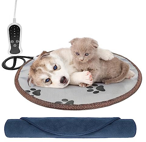 GOLOPET Cat Heating Pad 40 x 40 cm, Electric Pet Heated Bed Mat, Temp Adjustable Kitten Mat & Auto-off Controller, MET Listed, Adding Wire Rope Wires Small Dog Warming Pad