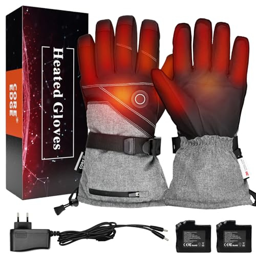 COREEGDE Gants chauffants, gants chauffants pour homme et femme, gants chauffants, gants de ski électriques avec batterie 7,4 V 3000 mAh, gants pour moto, snowboard, cyclisme, pêche - L