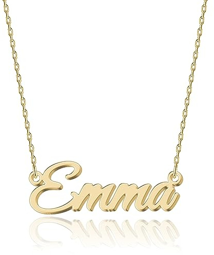 UMAGICBOX Personalisierte Namenskette | 14 Schriftarten zur Auswahl | Anpassbarer Anhänger aus 18K vergoldetem Edelstahl und Sterling Silber | Unvergessliches Geschenk für Sie