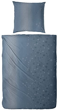 MB Warenhandel24 Bettwäsche Winter Biber 100% Baumwolle Feinbiber 135x200 + 80x80 cm 2-4 TLG teilig mit Reißverschluss (Sterne Blau, 2X ca. 135x200 cm 2X ca. 80x80 cm)