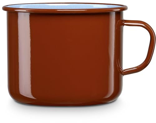 briebe Cazo Cocina Hervir Leche Acero Esmaltado 12 cm, Hervidor Vitrificado 1,2 L, Apto Inducción, Vitrocerámica, Fuego, Gas, Horno, Terra Vintage Marrón