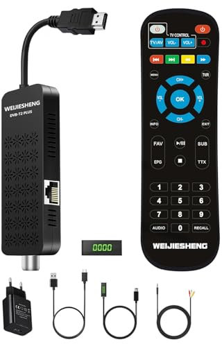 Decoder Digitale Terrestre 2025,Decoder per tv,Decoder DVB-T2,HD 1080P H.265 HEVC Main 10-Bit,Supporta le Funzioni USB WiFi/DLNA/Ethernet/PVR/Multimedia [Telecomando 2-in-1 con controllo TV]