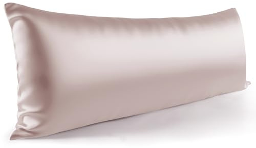 Zenssia Funda de almohada para dormir de lado, 40 x 145 cm, 1 unidad, de satén, suave como de seda, 40 x 145 cm, cuidado del cabello y la piel con cremallera, color topo