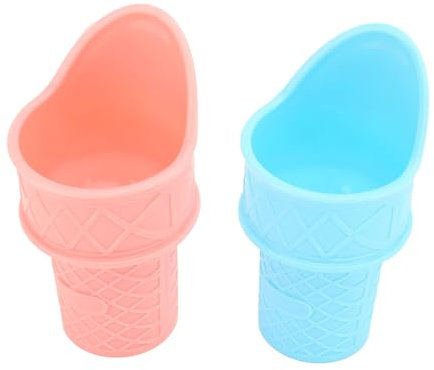 SUPYINI 2PCS Reusable Ice Cream Cones, PP Material Ice Cream Scoops, Fun Frozen Treat Cups, Ideal for Parties & Gifts, Available in and Blue