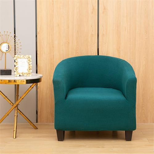 Hearda Jacquard Clubsessel Bezug, Sesselbezug Cocktailsessel Bezug Weich Stretch Sesselhusse 1 Teilig Universal Modern Sesselüberwurf für Esszimmer Wohnzimmer Café Büro (Türkis)