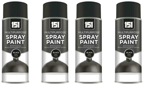 SDMAX black Satin Spray Paint For Wood, Plastic And Metal, Non-Cracking, Fast Drying, Durable Construction, Portable And Lightweight, Satin Finish, Multipurpose Use, 400ml (4PCS)
