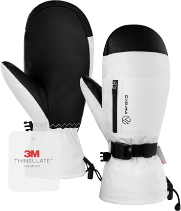 INPAKO Guantes de esquí de invierno para hombre y mujer, guantes impermeables 3M Thinsulate con forro interior, guantes de snowboard para pantalla táctil, guantes térmicos de 5 capas para clima frío,
