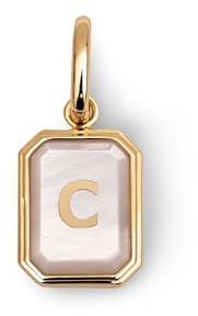 SINGULARU - Charm Personalizado Letter Nácar. Colgante de Latón con Acabado en Baño de Oro de 18 Kt y Detalles en Nácar. Joyas Para Mujer. Letra C