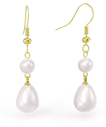 Pearl earrings for women, Trendy Cute Simulated Drop Earrings, Party Birthday wedding Thanksgiving gift for Women daughter (Double Drop)