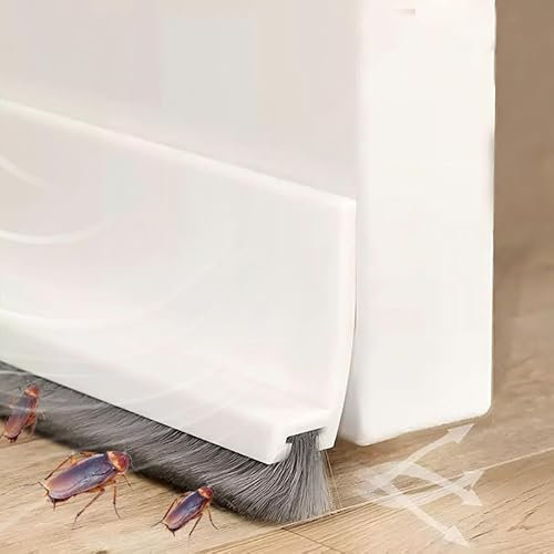 Vingspina 100cm Weiß Zugluftstopper für Türen Bürste, Dichtungsband für Türen, Türdichtung Bürste Selbstklebend, Türdichtung Türbürste Abdeckleisten Bürstendichtung Dichtung, (White)